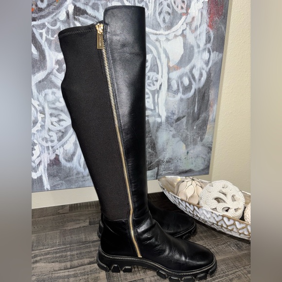 MICHAEL KORS BLACK LEATHER RIDLEY OVER THE KNEE BOOTS SZ 8 - Picture 12 of 15